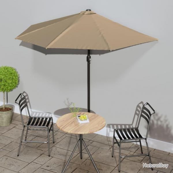 Parasol de balcon avec mt en aluminium Taupe 270x144 cm Demi alsavelo