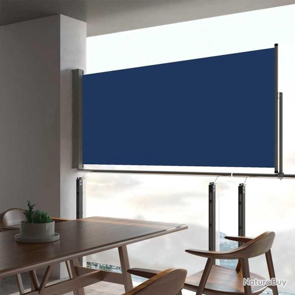 Auvent latral rtractable de patio 60x300 cm Bleu alsavelo