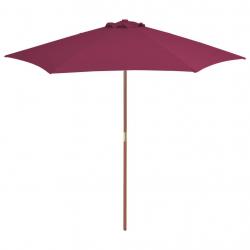 Parasol d'extérieur avec mât en bois 270 cm rouge bordeaux alsavelo
