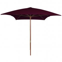 Parasol de jardin avec mât en bois rouge bordeaux 200x300 cm alsavelo