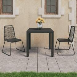 Ensemble à manger de jardin 3 pcs PVC résine tressée noir alsavelo