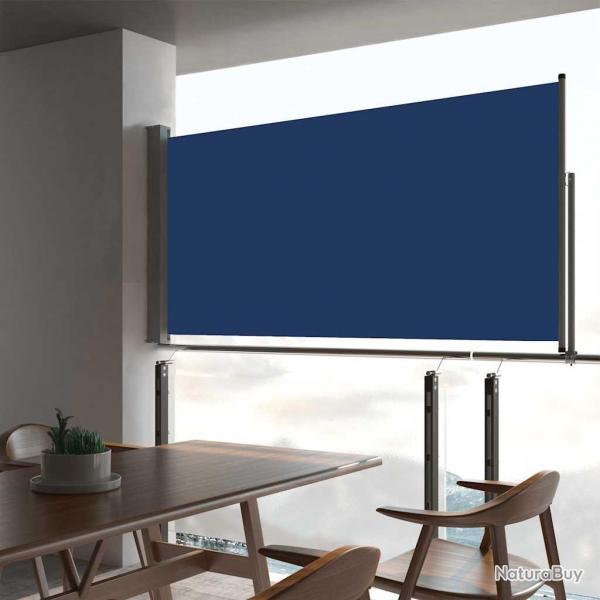 Auvent latral rtractable de patio 80x300 cm Bleu alsavelo