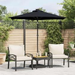 Parasol de jardin avec mât en acier noir 225x225x212 cm alsavelo