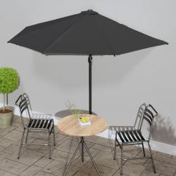 Parasol de balcon avec mât en aluminium Noir 300x155x223cm Demi alsavelo
