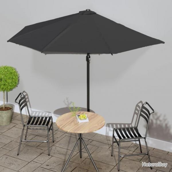 Parasol de balcon avec mt en aluminium Noir 300x155x223cm Demi alsavelo