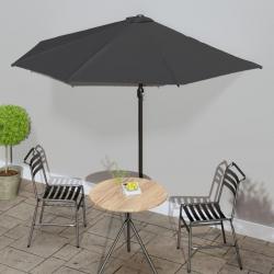 Parasol de balcon et mât en aluminium Anthracite 300x155cm Demi alsavelo