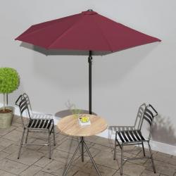 Parasol de balcon mât en aluminium Bordeaux 270x144x222 cm Demi alsavelo
