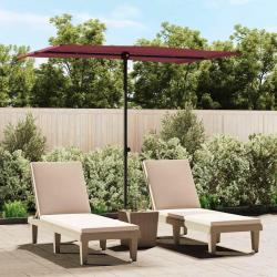 Parasol de jardin et mât en aluminium 2x1,5 m rouge bordeaux alsavelo