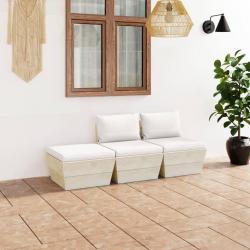 Salon de jardin palette 3 pcs avec coussins bois d'épicéa alsavelo