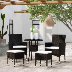 Salon de jardin 5 pcs Résine tressée Noir alsavelo