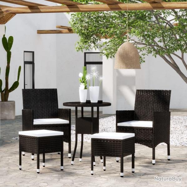 Salon de jardin 5 pcs Rsine tresse Noir alsavelo