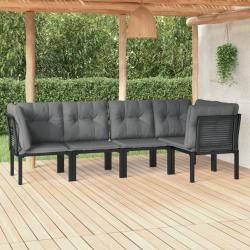 Salon de jardin 5 pcs noir et gris résine tressée alsavelo