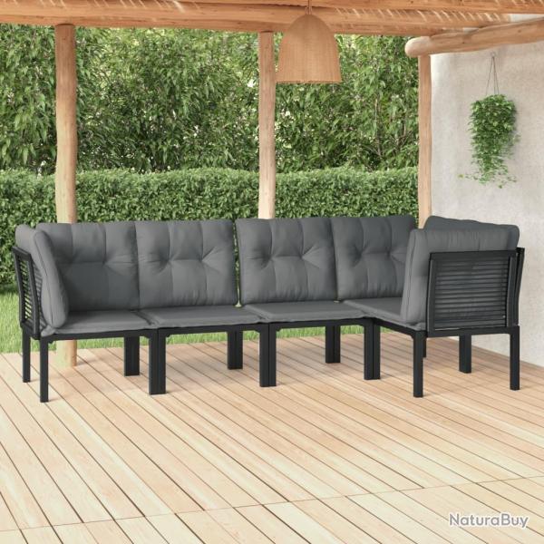 Salon de jardin 5 pcs noir et gris rsine tresse alsavelo