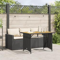 Ensemble à manger de jardin coussins 2pcs noir résine tressée alsavelo