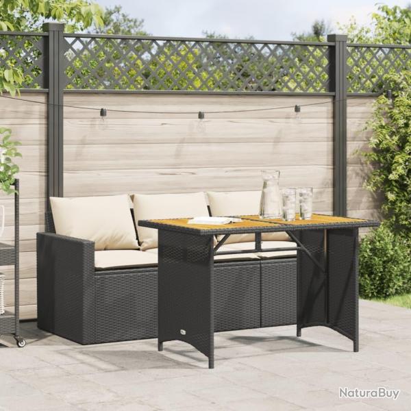 Ensemble  manger de jardin coussins 2pcs noir rsine tresse alsavelo