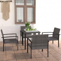 Ensemble à manger de jardin 5 pcs Résine tressée Gris alsavelo