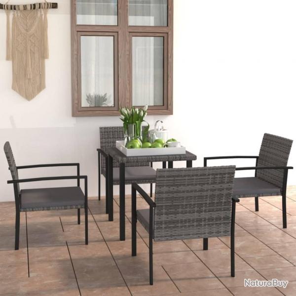 Ensemble  manger de jardin 5 pcs Rsine tresse Gris alsavelo