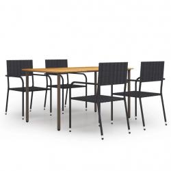 Ensemble à manger de jardin 5 pcs Résine tressée Noir alsavelo