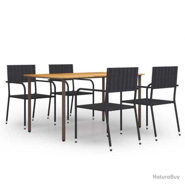 Ensemble  manger de jardin 5 pcs Rsine tresse Noir alsavelo