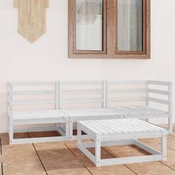 Salon de jardin 4 pcs Blanc Bois de pin massif alsavelo