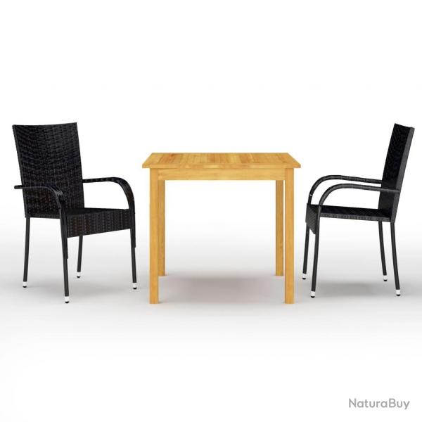 Ensemble  manger de jardin 3 pcs Noir alsavelo
