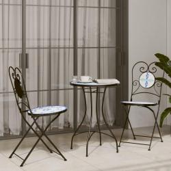 bistro mosaïque bleu et blanc fer et céramique alsavelo