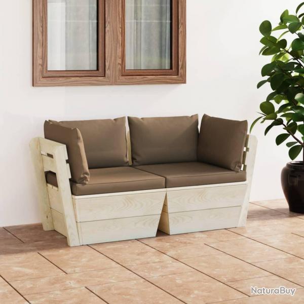 Canap palette  2 places de jardin avec coussins Bois d'pica alsavelo