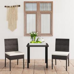 Ensemble à manger de jardin 3 pcs Résine tressée Noir alsavelo