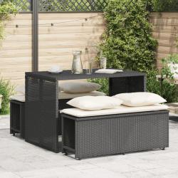 Ensemble à manger de jardin avec coussins 3 pcs Noir alsavelo