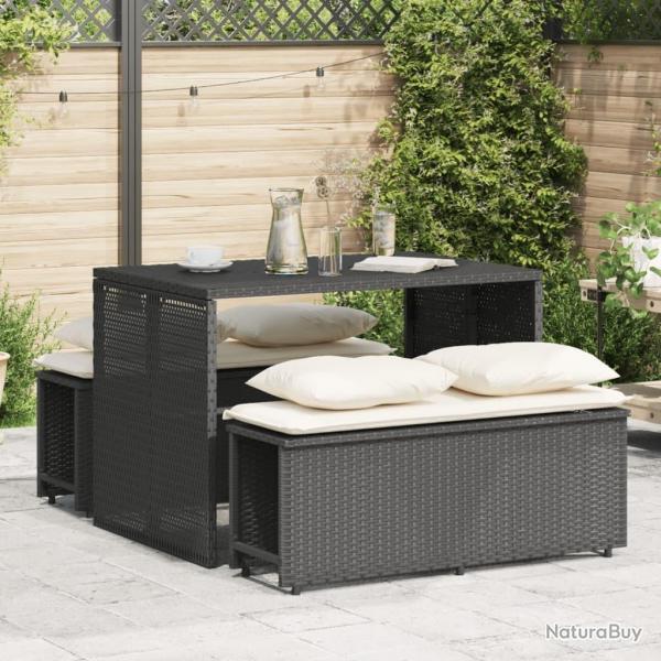 Ensemble  manger de jardin avec coussins 3 pcs Noir alsavelo