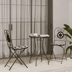 bistro mosaïque noir et blanc fer et céramique alsavelo