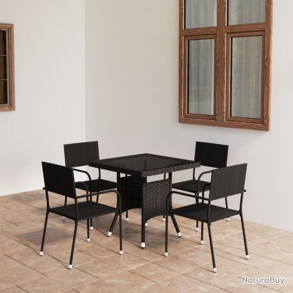 Ensemble  manger de jardin 5 pcs Rsine tresse Noir alsavelo