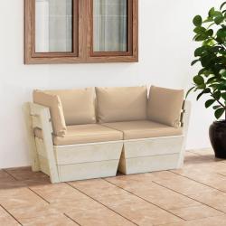 Canapé palette à 2 places de jardin avec coussins Bois d'épicéa alsavelo