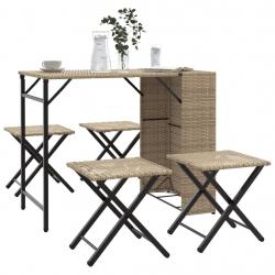 Ensemble à manger de jardin 5 pcs pliable beige résine tressée alsavelo