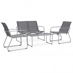 Salon de jardin 4 pcs Tissu et acier Gris alsavelo