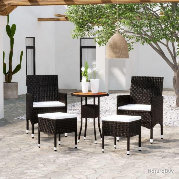 Salon de jardin 5 pcs Rsine tresse Noir alsavelo