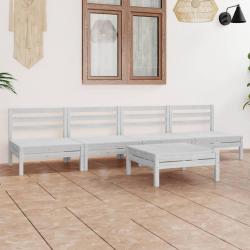 Salon de jardin 5 pcs Blanc Bois de pin massif alsavelo