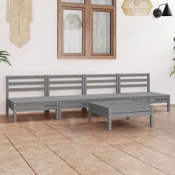 Salon de jardin 5 pcs Gris Bois de pin massif alsavelo