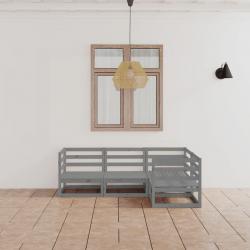 Salon de jardin 4 pcs gris bois de pin massif alsavelo