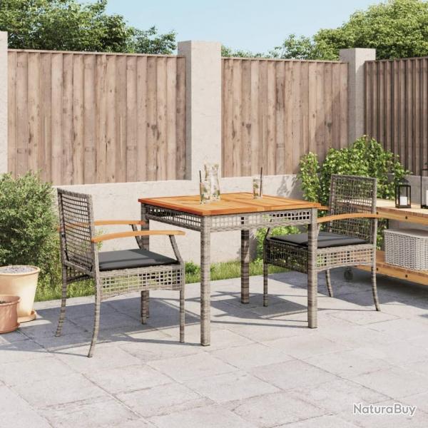 Ensemble  manger de jardin 3 pcs coussins gris rsine tresse alsavelo