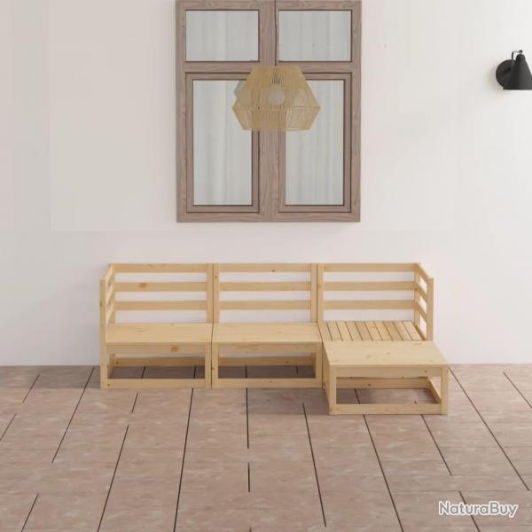 Salon de jardin 4 pcs Bois de pin massif alsavelo