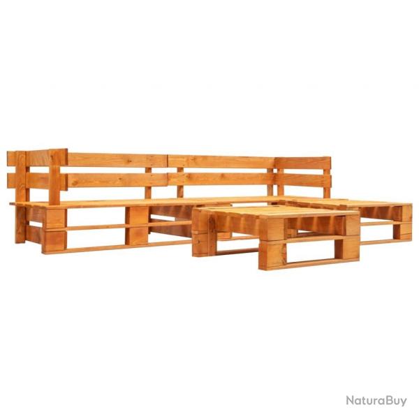 Canaps de jardin palette 4 pcs Bois Marron miel alsavelo