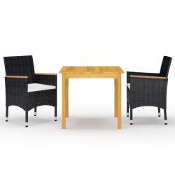 salle à manger de jardin 3 pcs Noir alsavelo