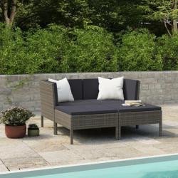 Salon de jardin 4 pcs avec coussins résine tressée gris alsavelo
