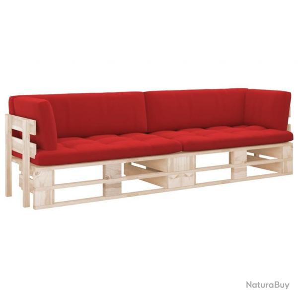 Canap palette 2 places avec coussins Bois de pin imprgn alsavelo