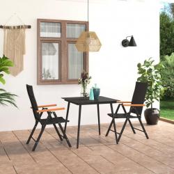 Ensemble à manger de jardin 3 pcs noir et marron alsavelo