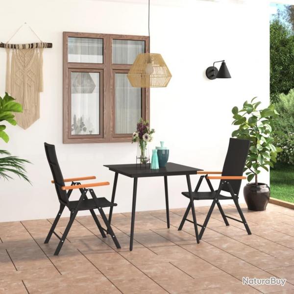 Ensemble  manger de jardin 3 pcs noir et marron alsavelo