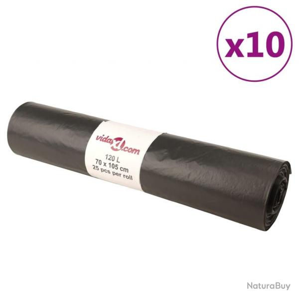 Sacs poubelles 250 pcs noir 120 L alsavelo