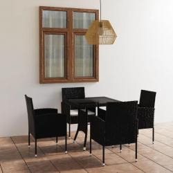 Ensemble à manger de jardin 5 pcs Résine tressée Noir alsavelo