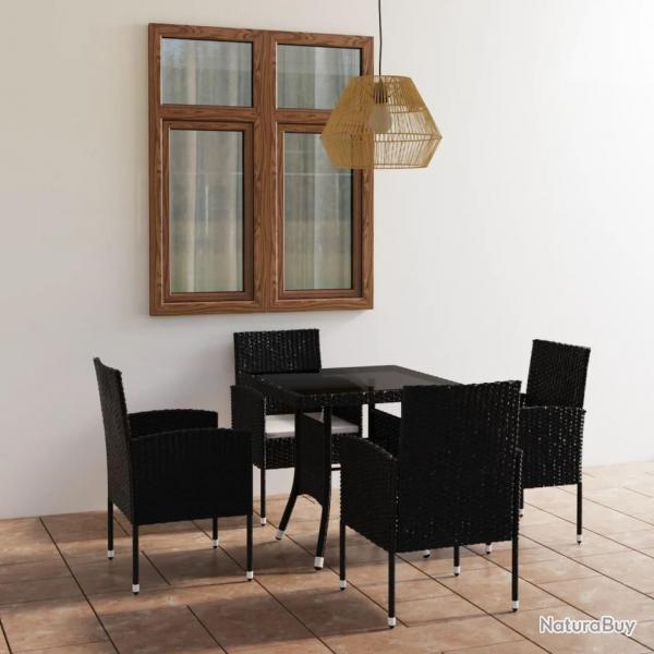 Ensemble  manger de jardin 5 pcs Rsine tresse Noir alsavelo